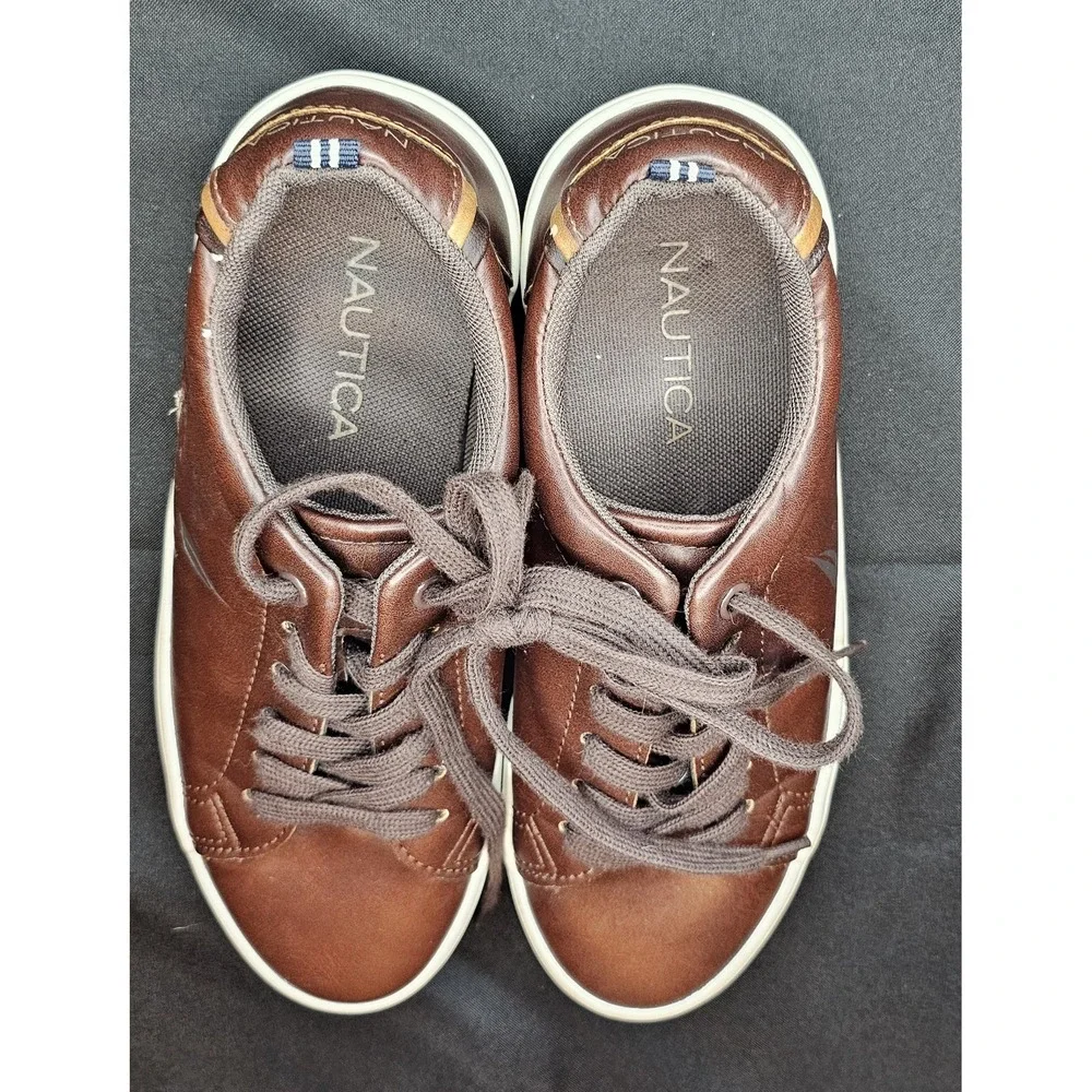 Nautica Emerson Low Top Mens Casual Leather Shoes Brown‎ White NEW Size 7.5